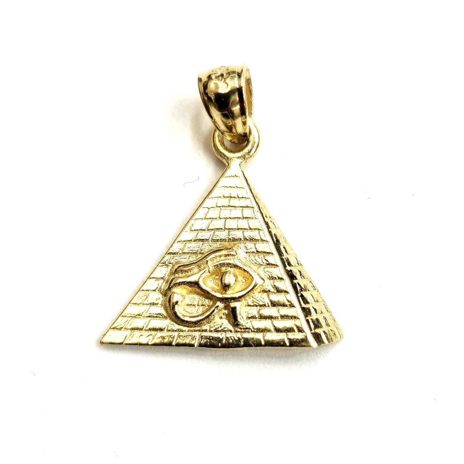 14k yellow solid Gold Egyptian pyramid eye of Horus Pendant fine jewelry 1.6g