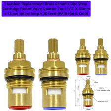 Replacement Brass Ceramic Cartridge for Faucet - 1/2"  20 Teeth - PAIR with M4