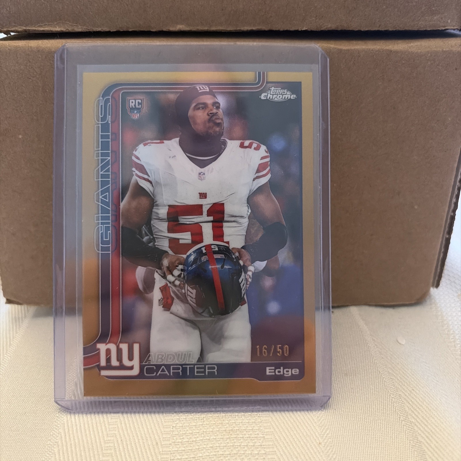 Abdul Carter 2025 Topps Chrome RC Gold 16/50 Refractor Variation Rookie Giants