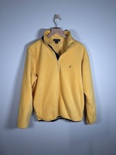Nautica Men's Yellow Fleece 1/4 Zip J Class Logo Pullover S