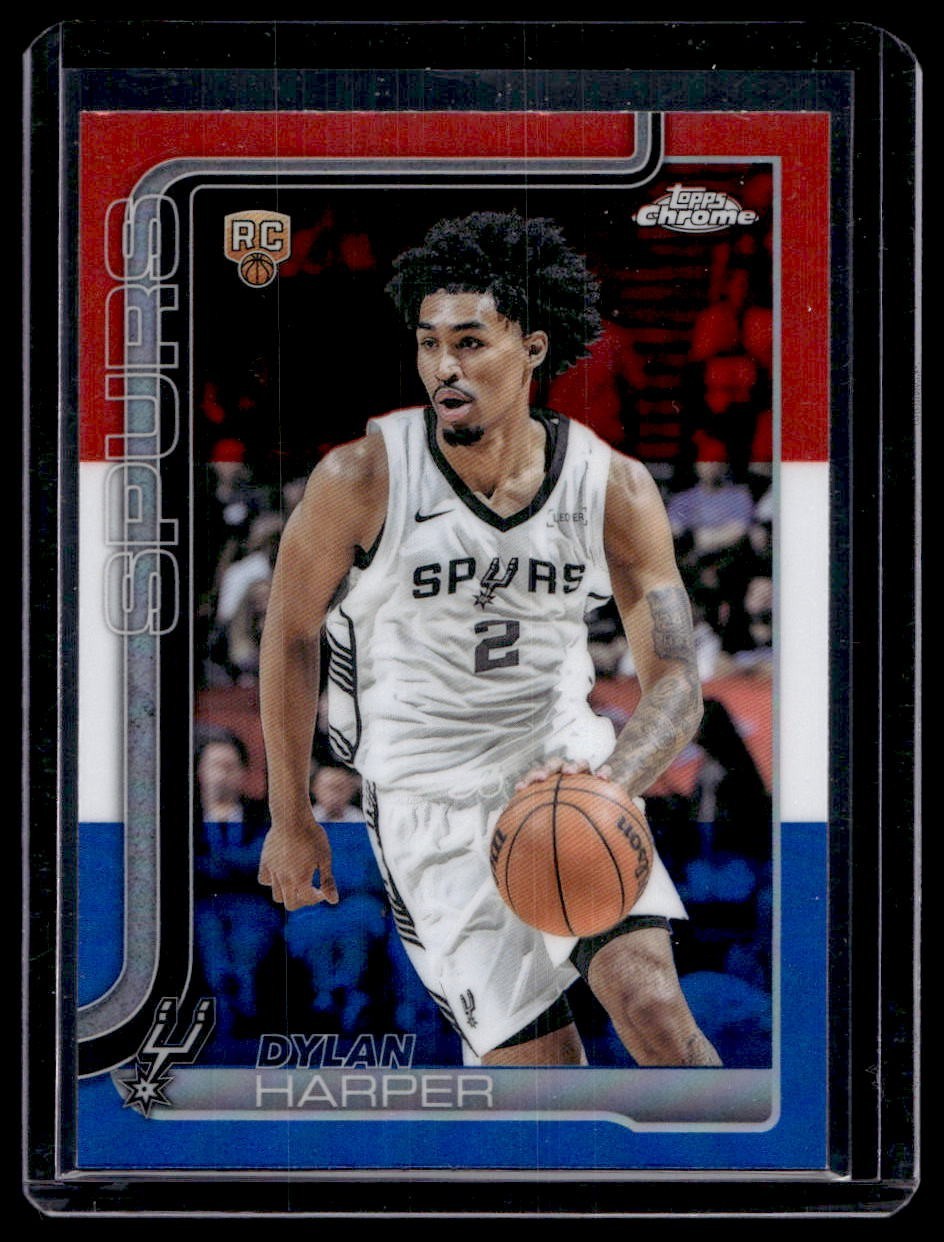 2025-26 Topps Chrome Dylan Harper Red White & Blue Refractor Rookie #252