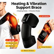 3 in 1 Shoulder Knee Massager Heat Vibration Elbow Wrist Brace Wrap Pain Relief