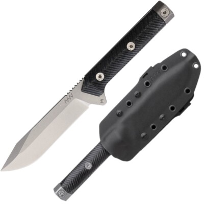 Acta Non Verba Fixed Knife 5.25'' Sleipner Tool Steel Blade Black Micarta Handle