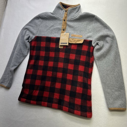 Simply Southern Jacket Womens Size Small Gray Plaid Fleece 1/4 Snap Pullover NWT - Picture 2 of 8