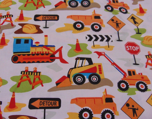 Michael Miller Fabrics Tot Town Dig It Construction Vehicles 1yd x 44" - Picture 5 of 6