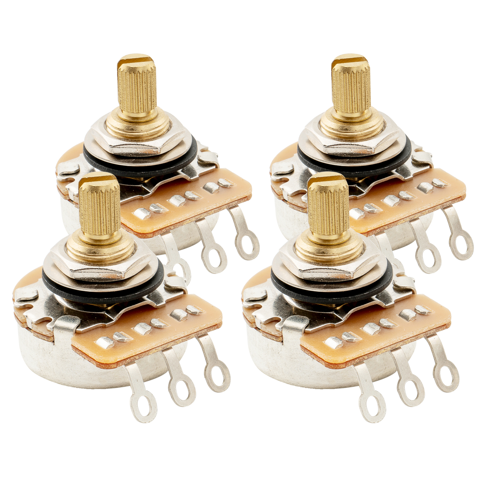 Musiclily Pro 4Pcs A250K Brass Inch Split Shaft Audio Taper Guitar Potentiometer