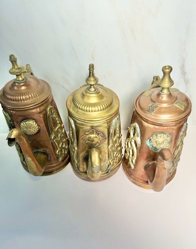 ANTIQUE Copper Brass Tea Coffee Pot Watering Can Moroccan Turkish Handmade - 1 - Picture 5 of 24