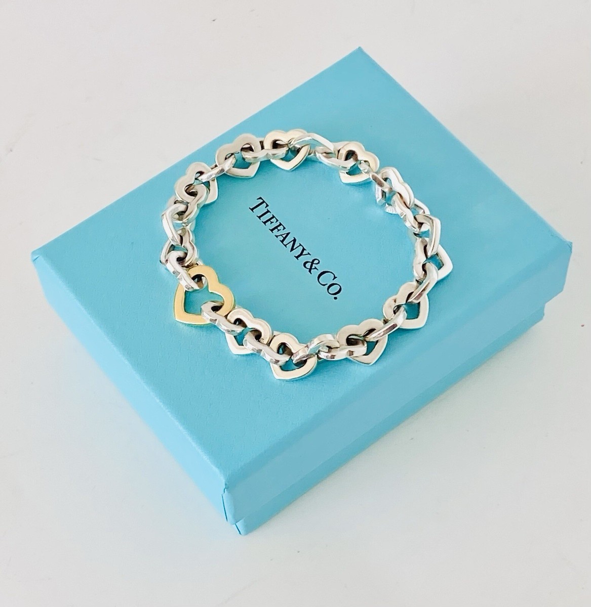 Tiffany & Co \"TIFFANY HEARTS\" 18K ブレスレット【ランク:S】 TIFFANY&Co.】ティファニー ハートリンク ブレスレット