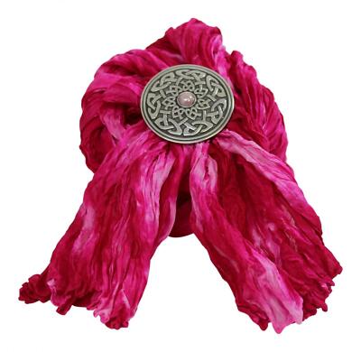Ladycrow Mixed Pink White Pongee Silk Scarf with Celtic Knot Scarf Ring  UK - Main Image