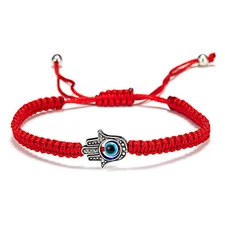 Handmade Turkish Evil Eye Red Braided Rope Lucky Friendship Bracelet Adjustable