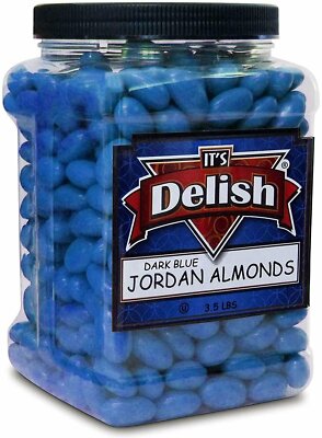 Dark Blue Jordan Almonds by Its Delish, 3.5 lbs Jumbo Container | Candied...