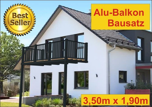 Aluminium Balkon Bausatz 3,50m x 1,90m Farben anthrazit, weiß