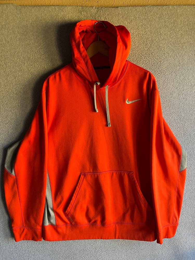Nike Therma Fit Hoodie Jacket for Men, XL, Orange, Athletic Pullover