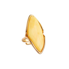 Genuine Baltic Butterscotch Amber Ring in 14k Gold Plated s925 Adjustable
