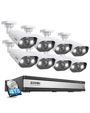 ZOSI 4K 16CH POE NVR 8MP Outdoor Security IP Camera System Bullet CCTV 4TB Audio