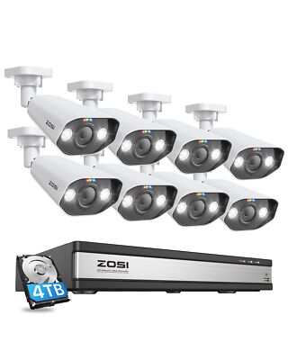 ZOSI 4K 16CH POE NVR 8MP Outdoor Security IP Camera System Bullet CCTV 4TB Audio