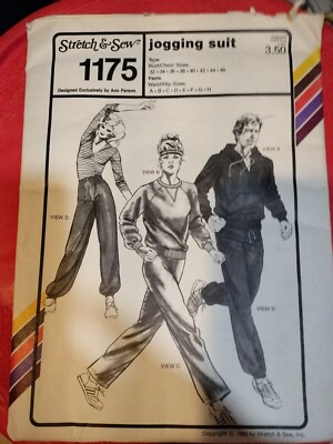 Vintage Stretch&Sew By Ann Person #1175 Jogging Suit Pattern New Uncut 32-46
