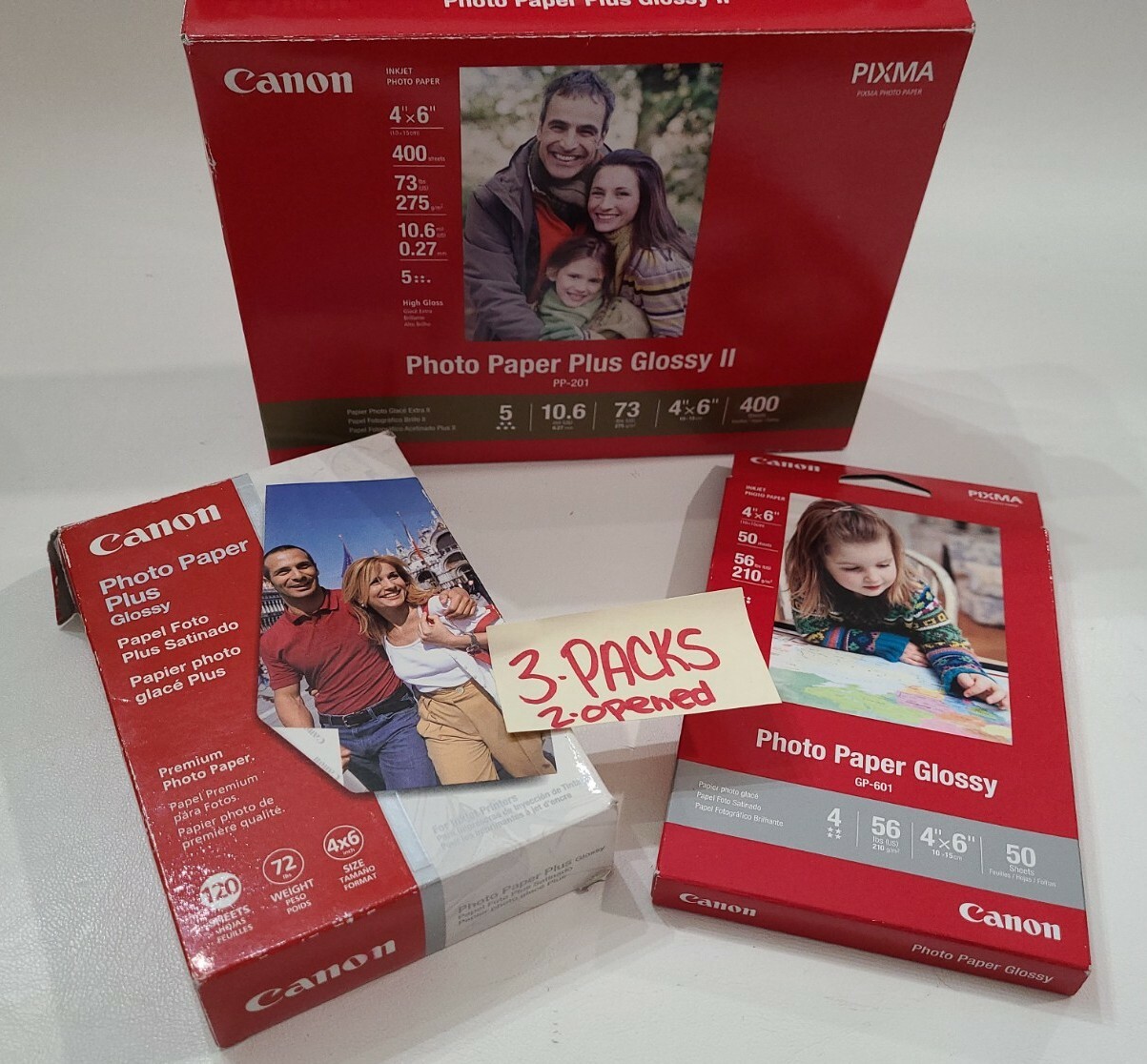 Canon Pixma Photo Paper Plus Glossy II 4x6 PP201 3 Packages Missing