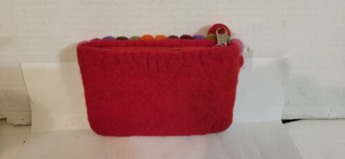 Felted WOOL ball CHANGE COIN PURSE Multicolor Felt Balls Zippered - Picture 4 of 7