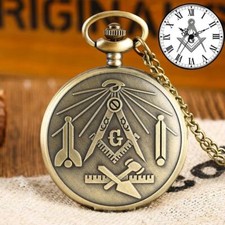 Square and Compass Retro Quartz Pocket Watches Lot Masonic Freemasonry Chrome