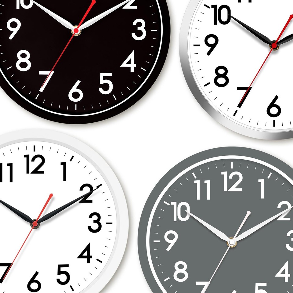 Wall Clock Modern Black Silent Non Ticking Wall Clocks Battery Operated