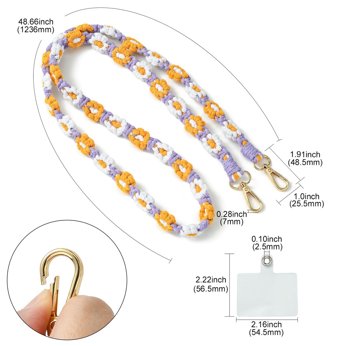 フラワー Flower Weave Crochet Chain Handmade Bag Chain for DIY Bag Purses