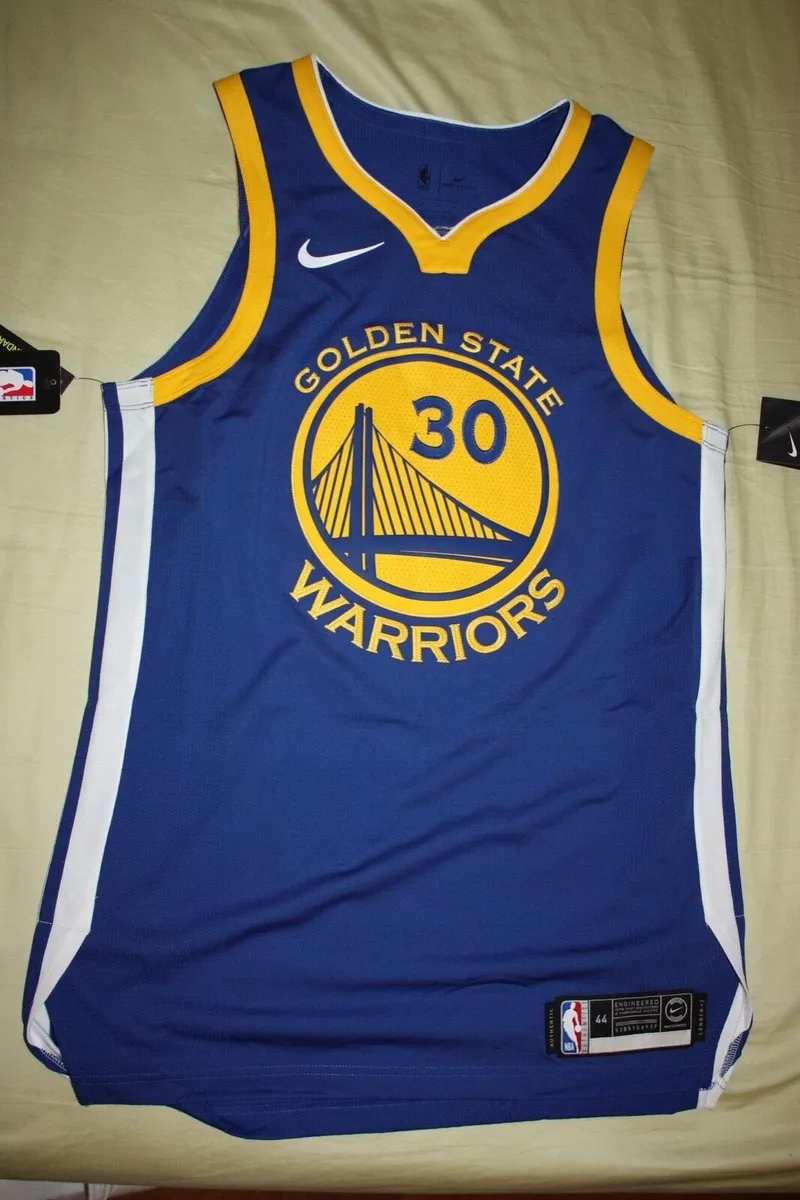 NIKE NBA GOLDEN STATE WARRIORS STEPHEN CURRY AUTHENTIC JERSEY BLUE Size 44  M