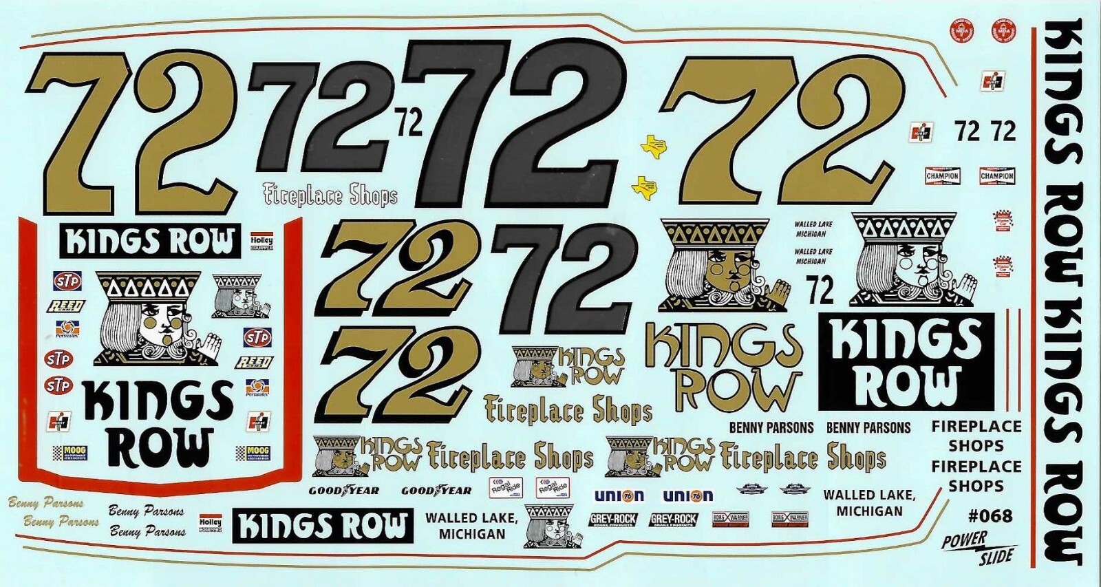 Powerslide 068 72 KIngs Row Benny Parsons Nascar decal eBay