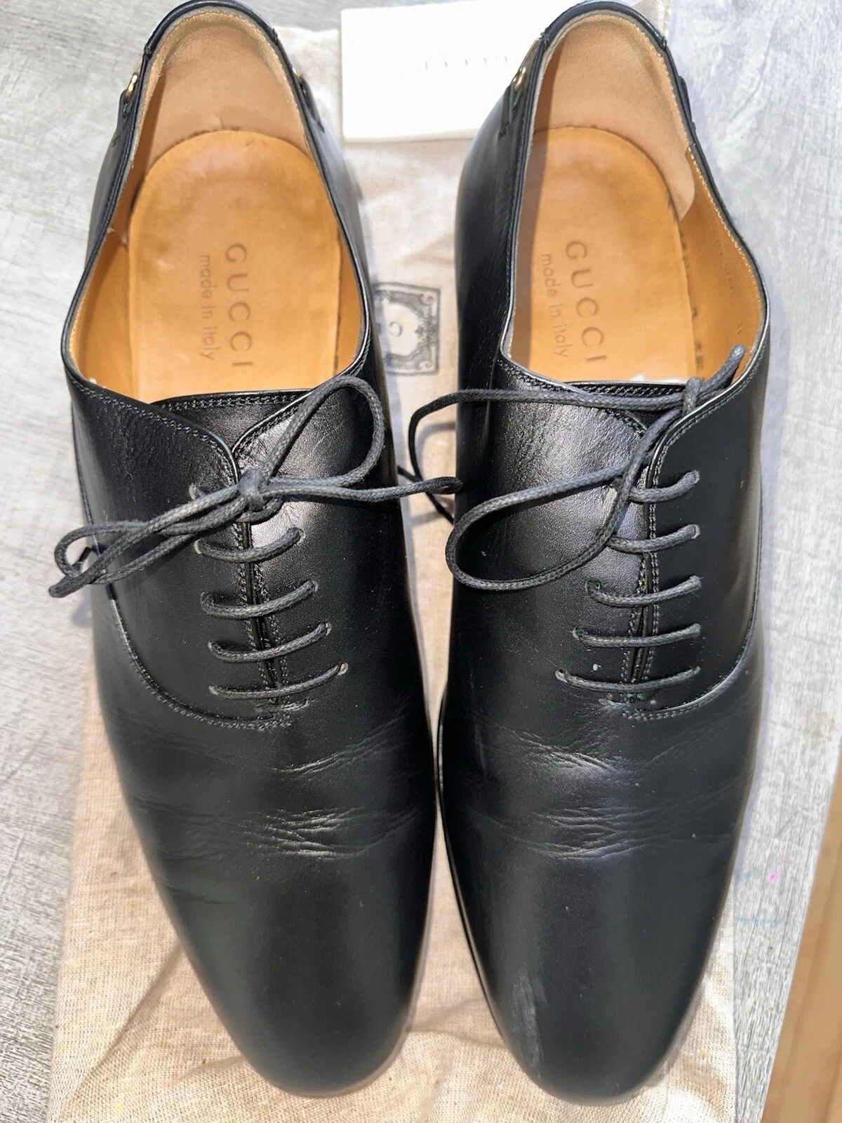 Gucci Chaussures à Lacets Homme Pied Chaîne Talon Doré Authentique Très Bon État Taille 8 