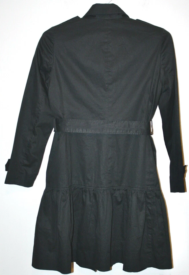 KENAR Black Lined Belted Light Topcoat skirt coat Trenchcoat WOMENS sz 10 EUC - Image 4 of 4