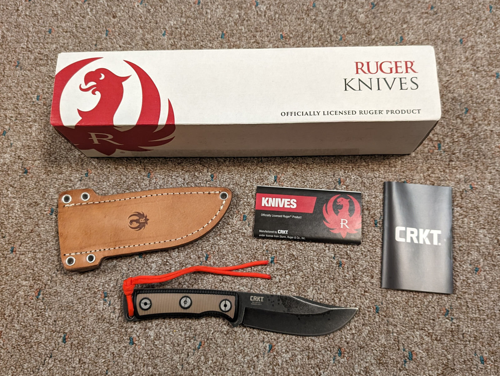 CRKT Ruger POWDERKEG Knife Fixed Blade R1502K with Sheath, Paperwork
