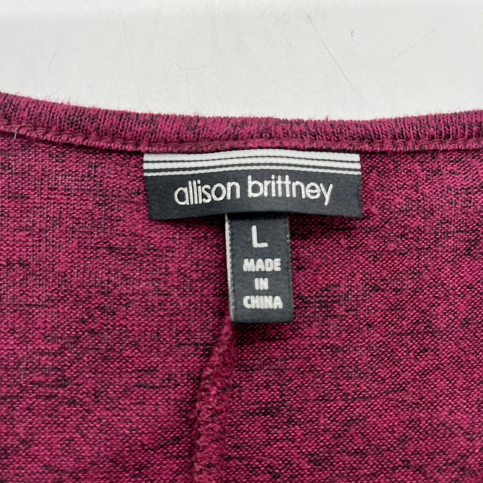 Suéter Allison Brittney (Talla L) Para Mujer Borgoña Tejido Fino Cremallera Cuello en V Foto 3 de 4