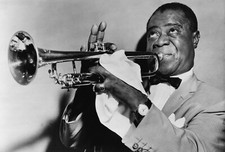 Classic Louis Armstrong Blowing Trumpet Music Print Poster Wall Art Picture A4 +