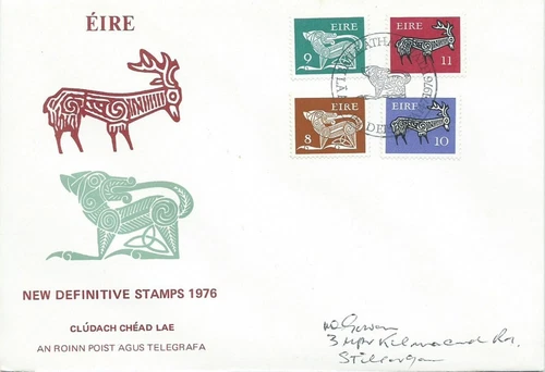 Ireland 1976 New Gerl Definitives FDC Irish First Day of Issue Dog Stag