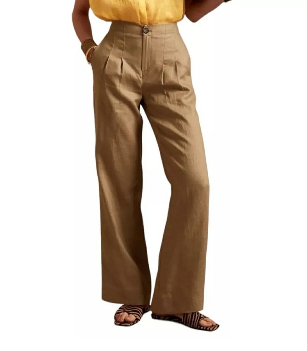 Banana Republic Linen Wide Leg High Rise Trousers Womens 2