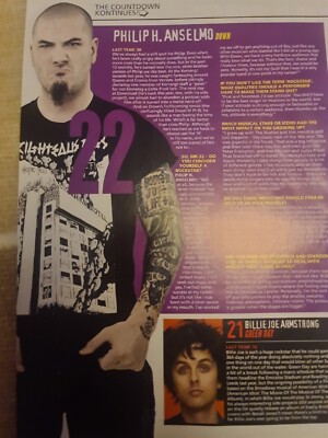 PHIL ANSELMO DOWN PANTERA A4 POSTER KERRANG MAGAZINE UK 