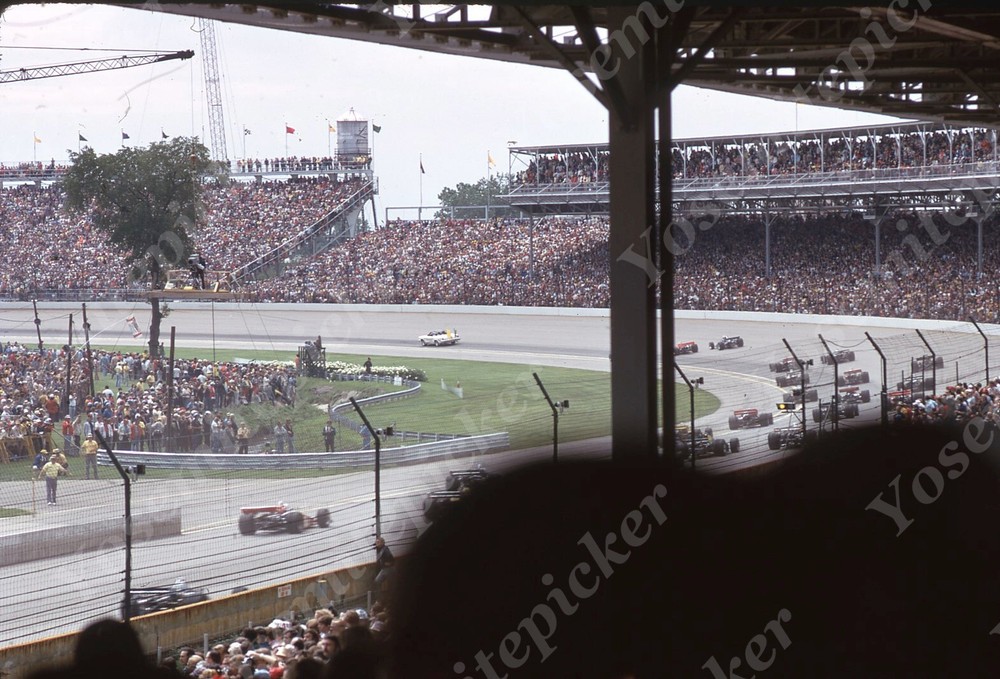 sl54 Original Slide 1970's Indy 500 race track cars 910a