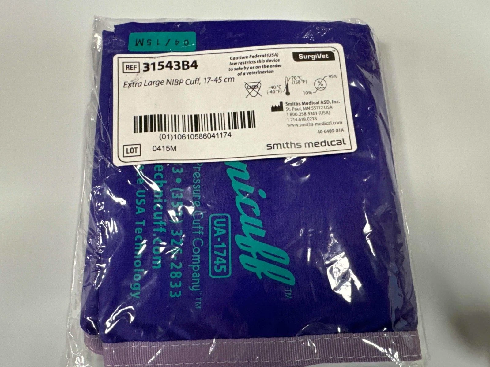 Original OEM, Smiths Medical 31543B4 Extra Large NlBP Cuff, 17-45 cm