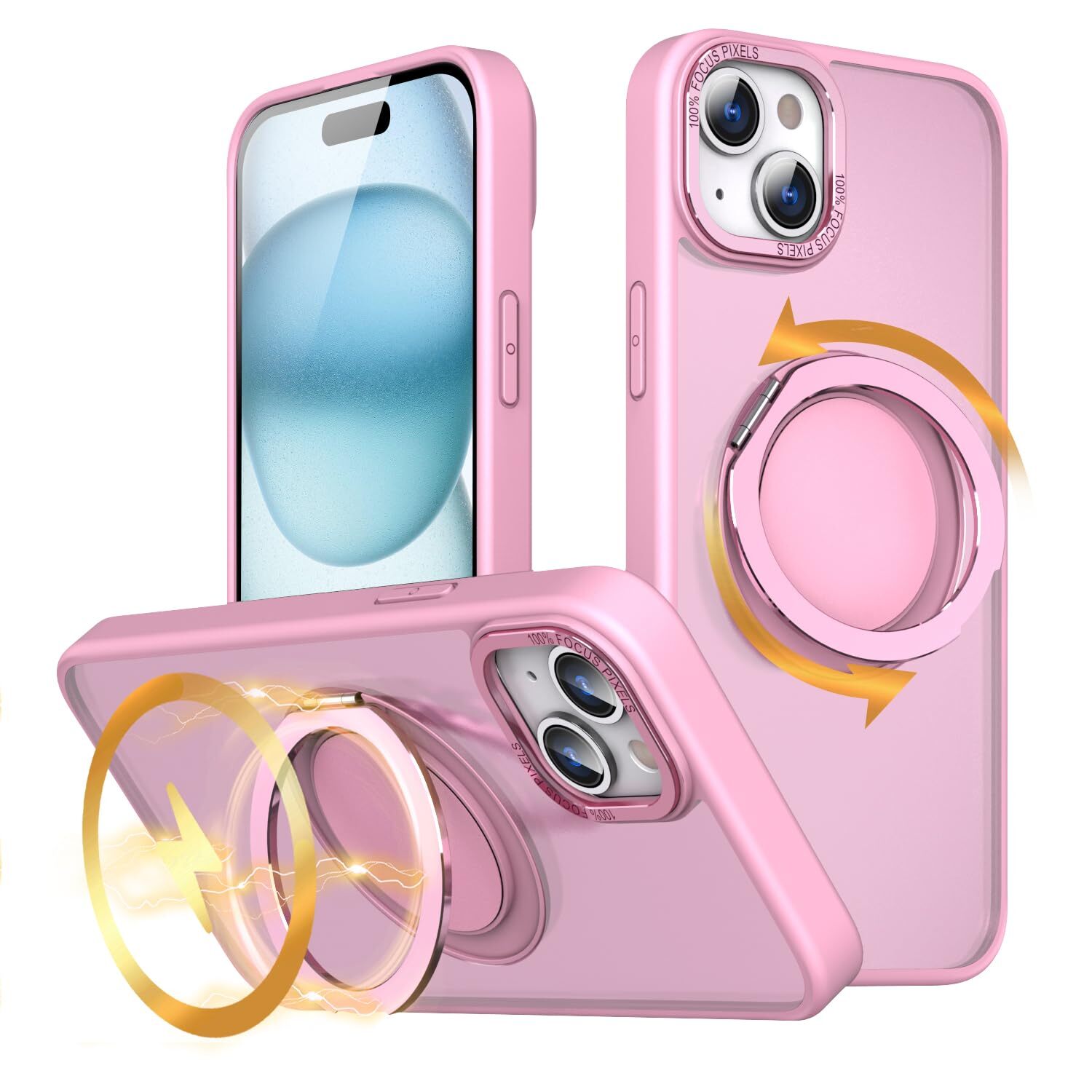 KWATUNG product case for iPhone 15 plus magsafe compatible 360 rotation sta 819