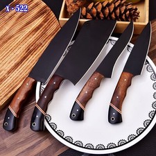 HANDMADE HAND FORGED 1095 STEEL KITCHEN KNIVES CHEF SET Wood  Bull Horn Handle