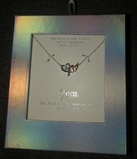 14k Gold Flash Plated 16" 2" Mom Cubic Zirconia Necklace Special Message