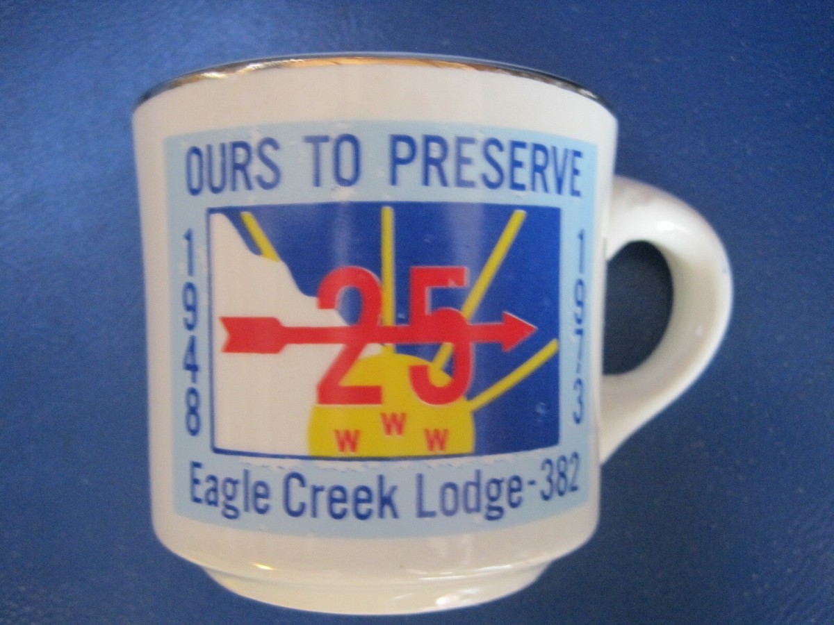 Vintage Boy Scout Coffee Mug, 1948-1973 25 years Eagle Creek Lodge Ours to  Prese | eBay