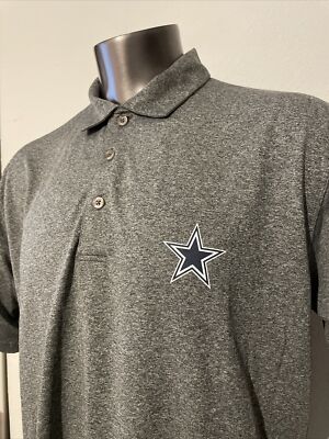 Dallas Cowboys Authentic Apparel Star Logo Heather Grey Polo Shirt Mens Size XL