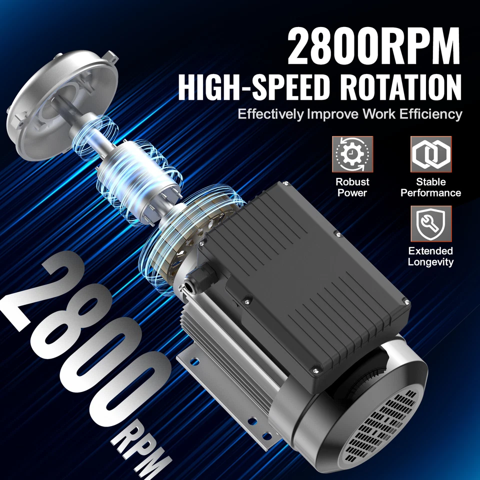 VEVOR 2.2KW Electric Motor 2800RPM AC 220~240V 13.8A 1-Phase 24mm Keyed Shaft - image 3 of 4