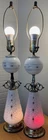 Vintage MCM Atomic Starburst Milk Glass Brass Lamps Mid Century Modern Lighting