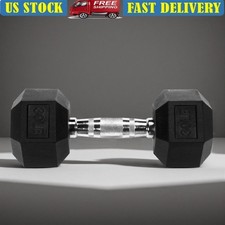 30 LB Rubber Hex Dumbbell Anti-Roll Grip Workout Strength Training Home Gym New
