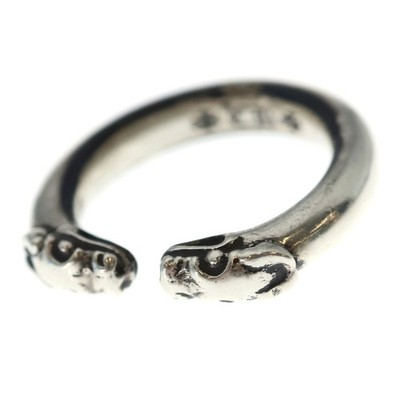 Chrom Herzen DOPPEL HUND RING Ring 925 US#10-1/4 P0080344
