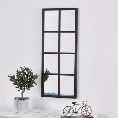 8 Pane Window Frame Wall Mirrors Wall Art Black frame 15'' × 36''  Shabby Modern 