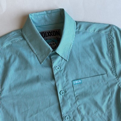 Dixxon The Benny Party SS Shirt Green White Striped Lightweight D-Lite Mens XS