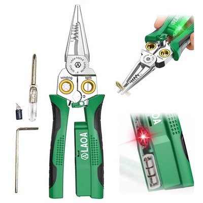 Wire Strippers Electricity Measurement Function, 8in1 Wire Stripping Pliers f...